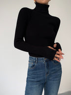 Dames rollkragenpullover uit lichtgewicht Rippstrick met elegant ontwerp 5