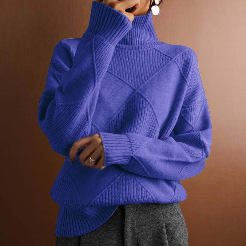 Dames rollkragenpullover van zachte strikstof met comfortabele val. 11
