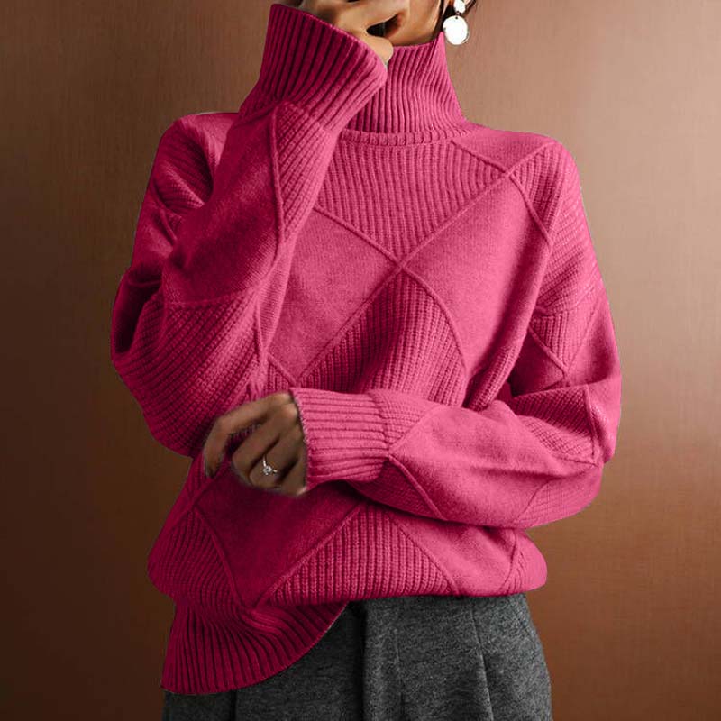 Dames rollkragenpullover van zachte strikstof met comfortabele val. 13