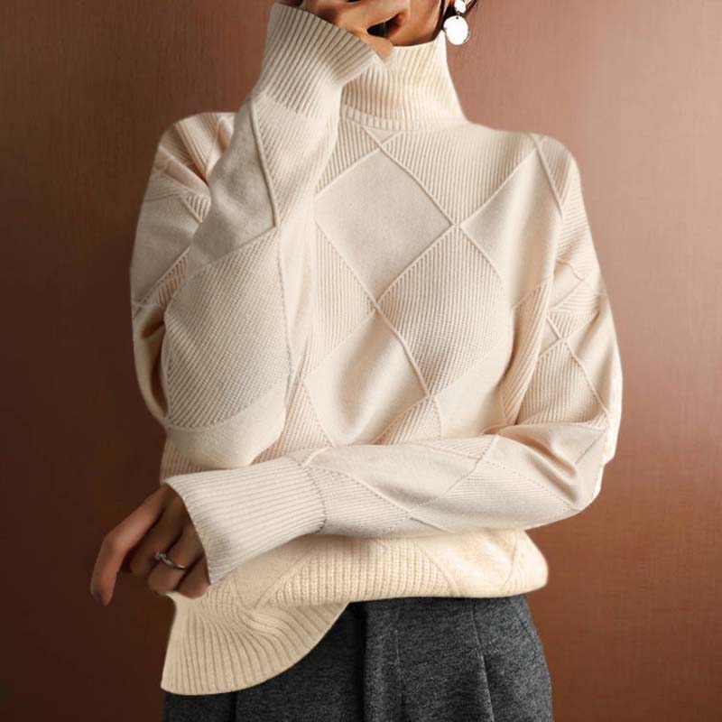 Dames rollkragenpullover van zachte strikstof met comfortabele val. 8