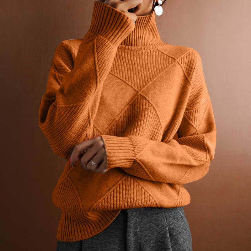 Dames rollkragenpullover van zachte strikstof met comfortabele val. 9