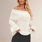 Elegante schoudervrije strickpullover uit zacht materiaal voor dames. 3