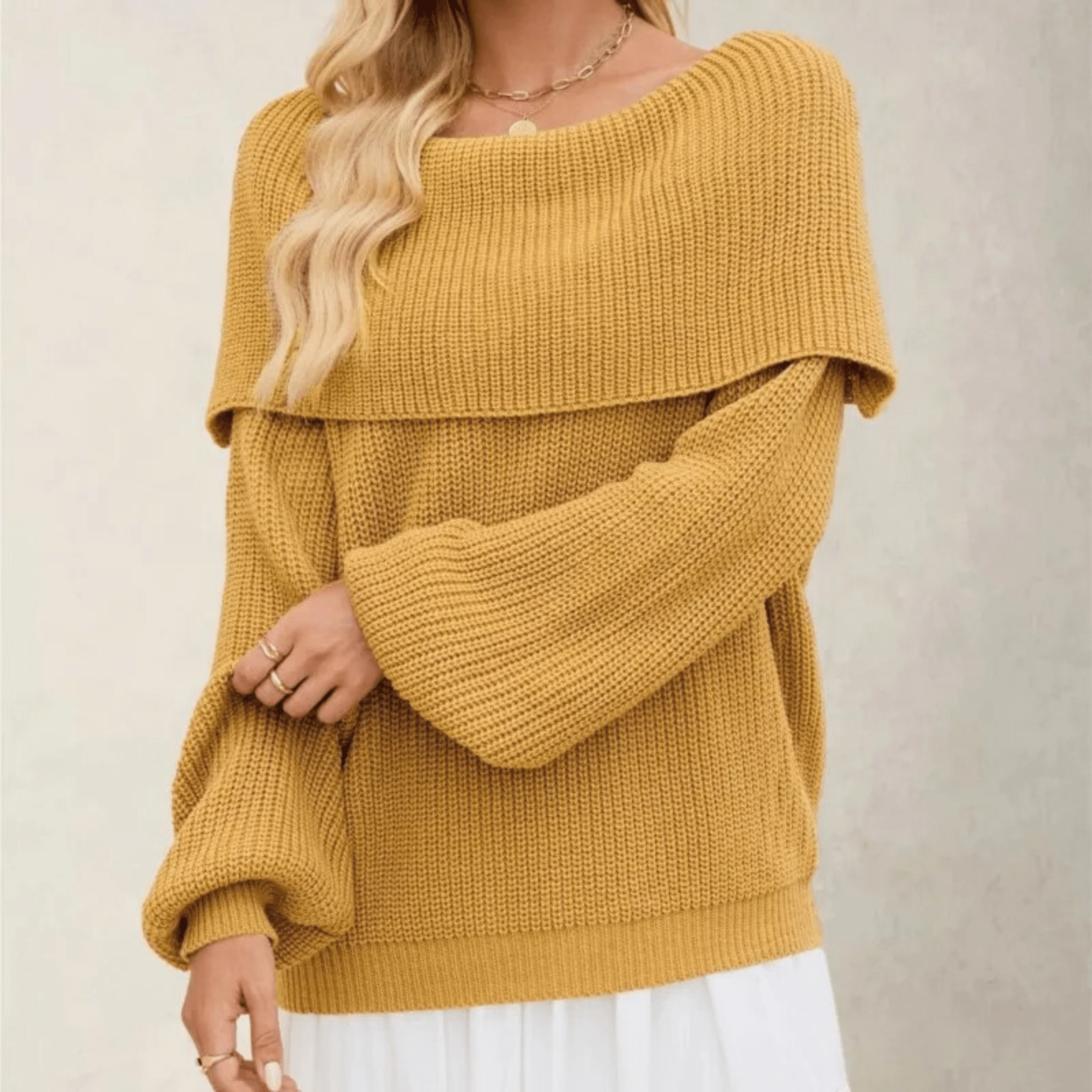 Elegante schoudervrije strickpullover uit zacht materiaal voor dames. 4