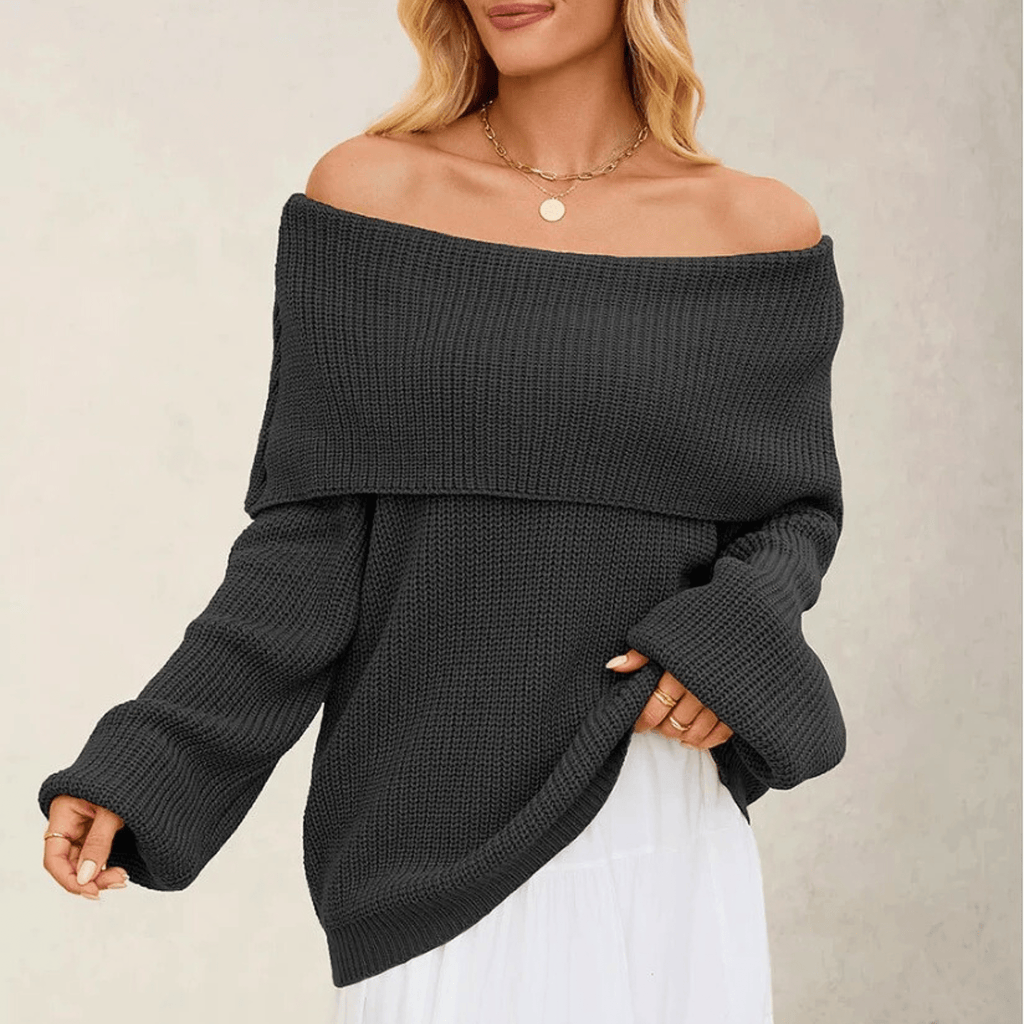 Elegante schoudervrije strickpullover uit zacht materiaal voor dames. 9