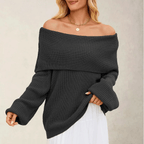 Elegante schoudervrije strickpullover uit zacht materiaal voor dames. 9
