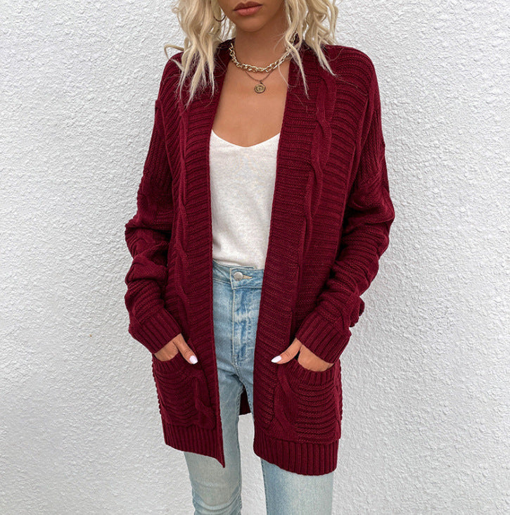 Dames strick-cardigan met grote comfortabele zakken in verschillende kleuren. 4