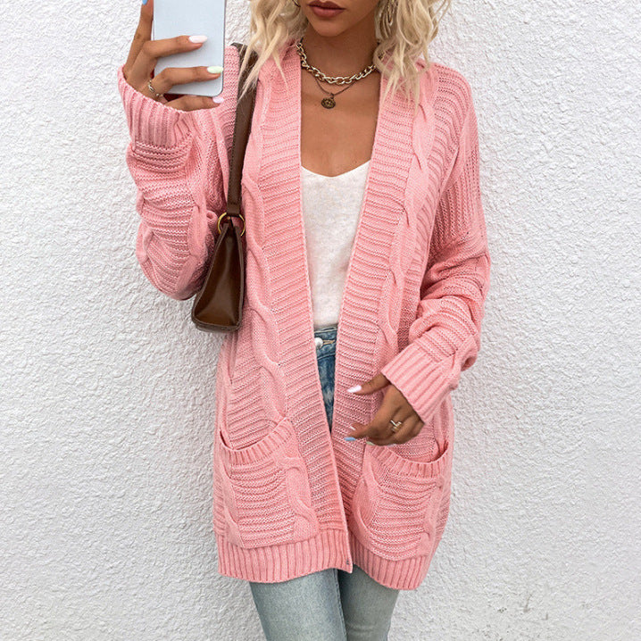 Dames strick-cardigan met grote comfortabele zakken in verschillende kleuren. 8