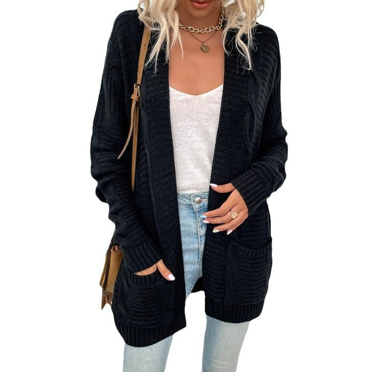 Dames strick-cardigan met grote comfortabele zakken in verschillende kleuren. 9