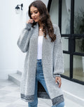 Dames strickcardigan met wijde mouwen in grijs, zacht en comfortabel.