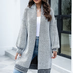 Dames strickcardigan met wijde mouwen in grijs, zacht en comfortabel. 3