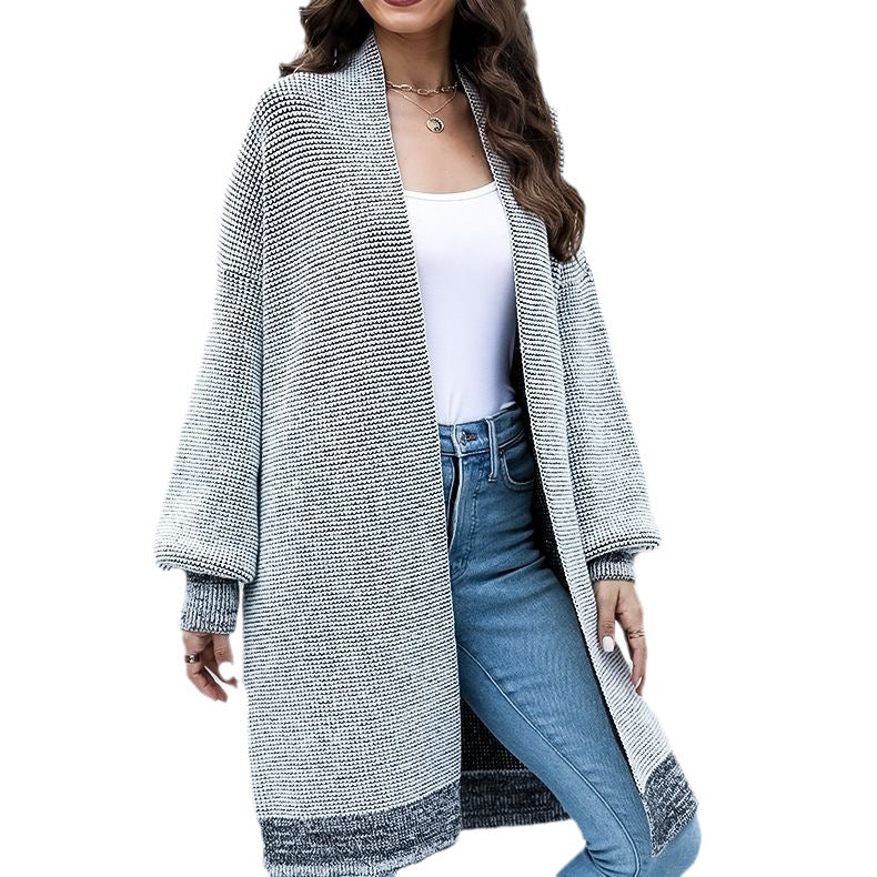 Dames strickcardigan met wijde mouwen in grijs, zacht en comfortabel. 6