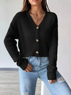 Dames strickjacke kort met V-ausschnitt in elegante stijl. 5