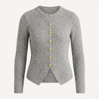 Elegante dames strickjacke in grijs met knopen, gemaakt van zachte grobstrick. 4