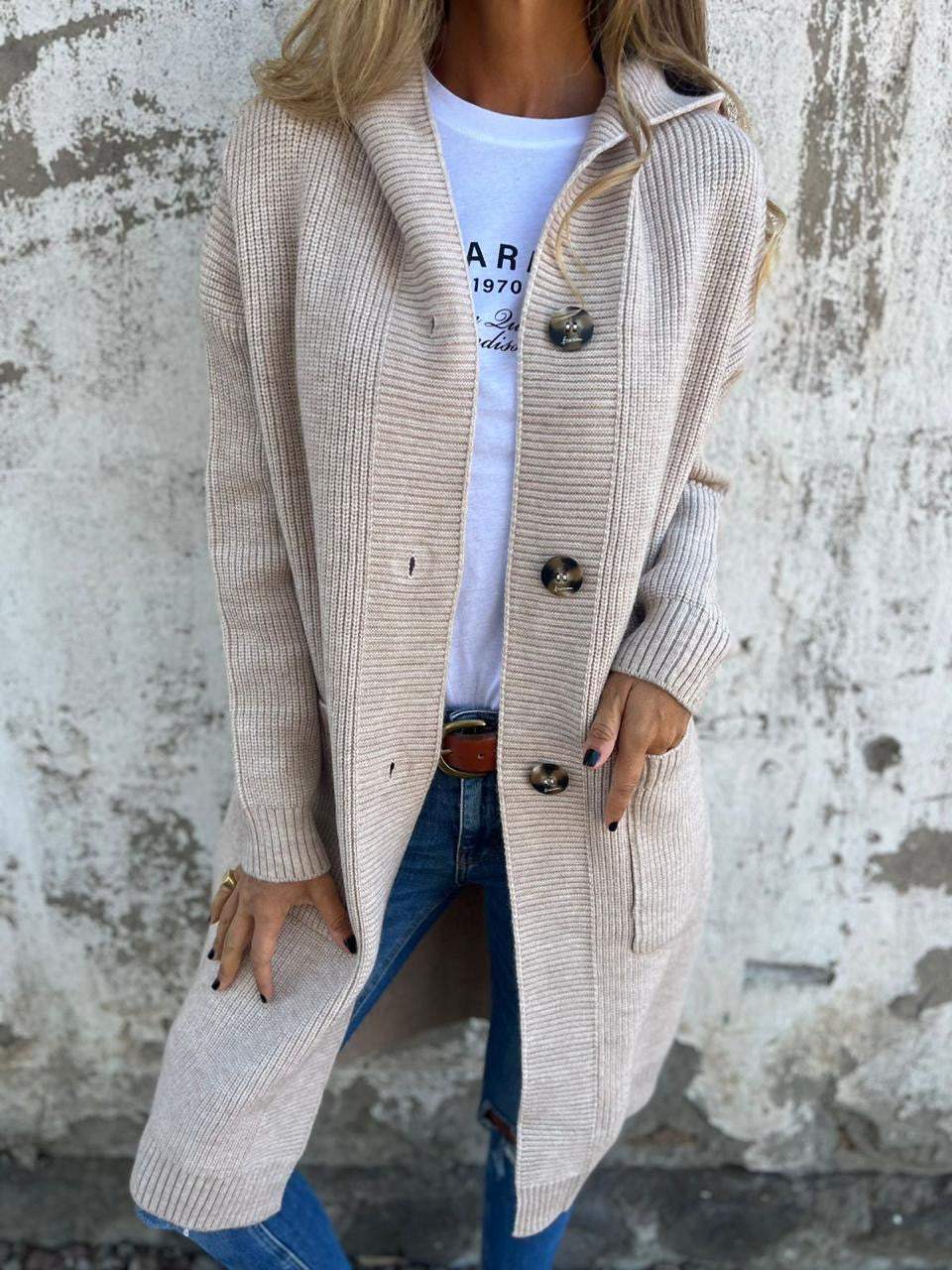 Dames lange strickjacke met open ontwerp in verschillende kleuren 2