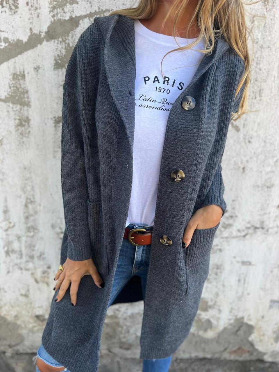 Dames lange strickjacke met open ontwerp in verschillende kleuren 3