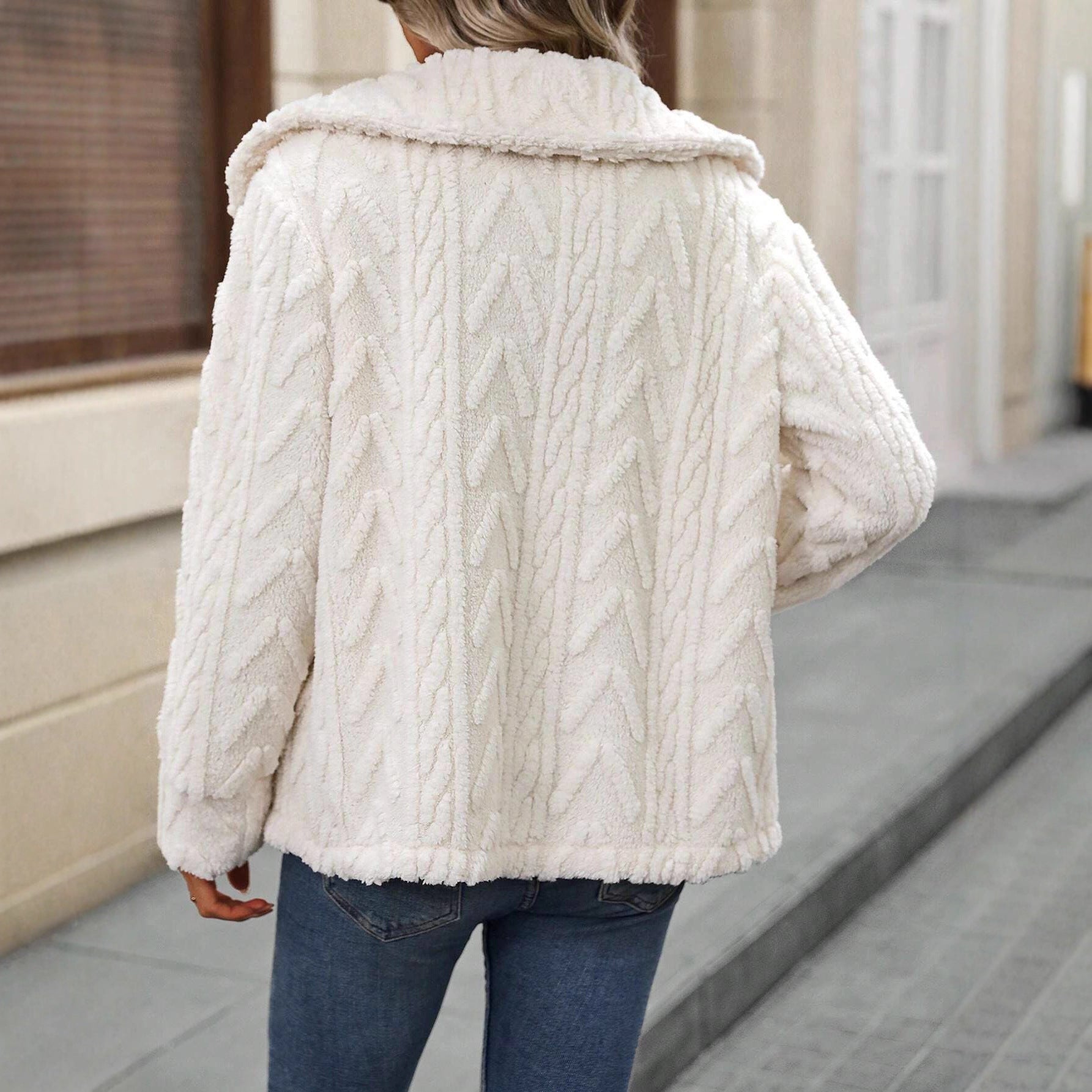 Dames Strickjacke met Kapuze Jully in gedempt crème 2