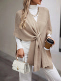 Dames strickjacke met klein V-hals in Caqui kleur