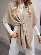 Dames strickjacke met klein V-hals in Caqui kleur 3