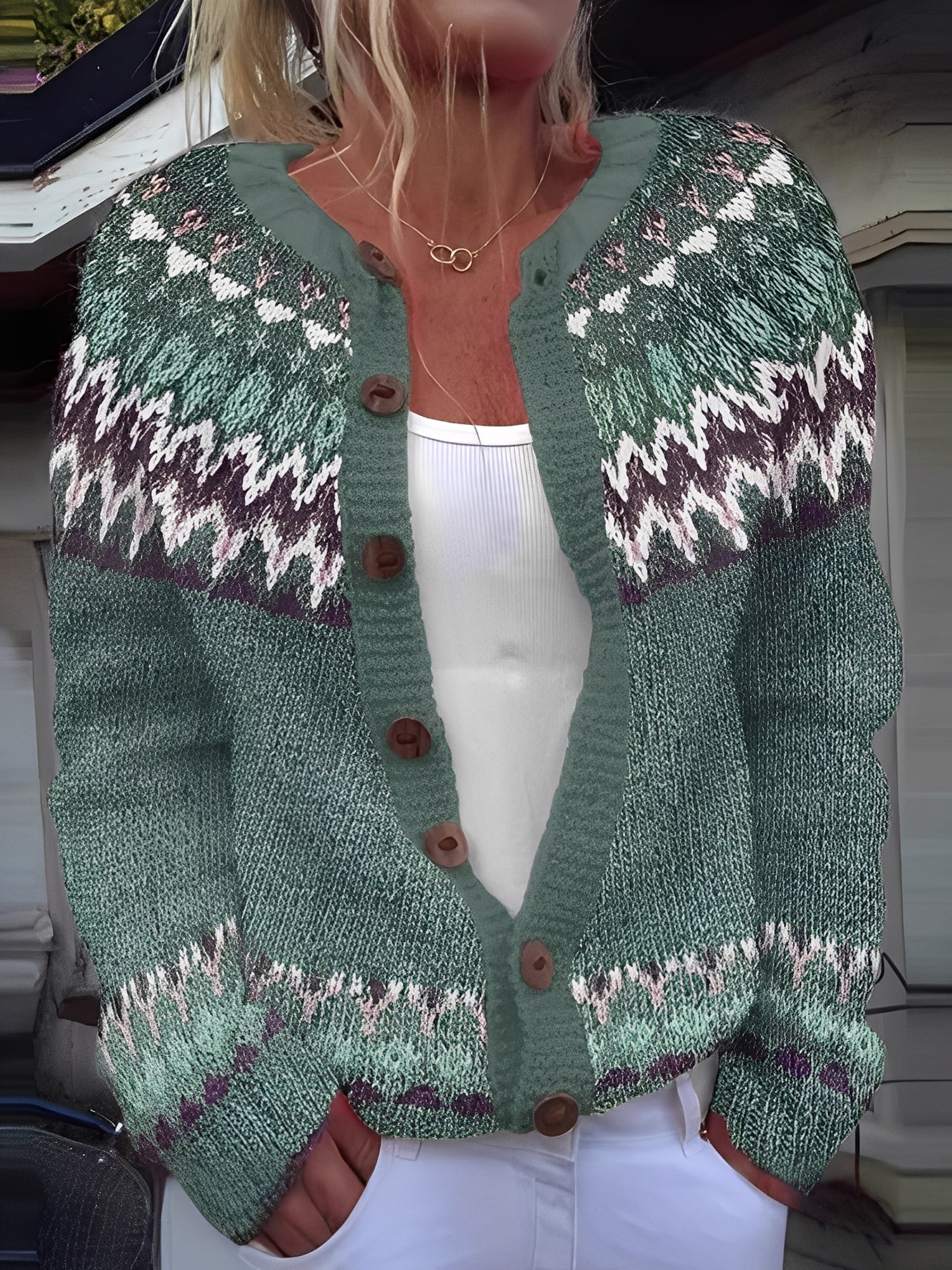 Elegante dames strickjacke met knoppen in lichtgewicht strick. 4