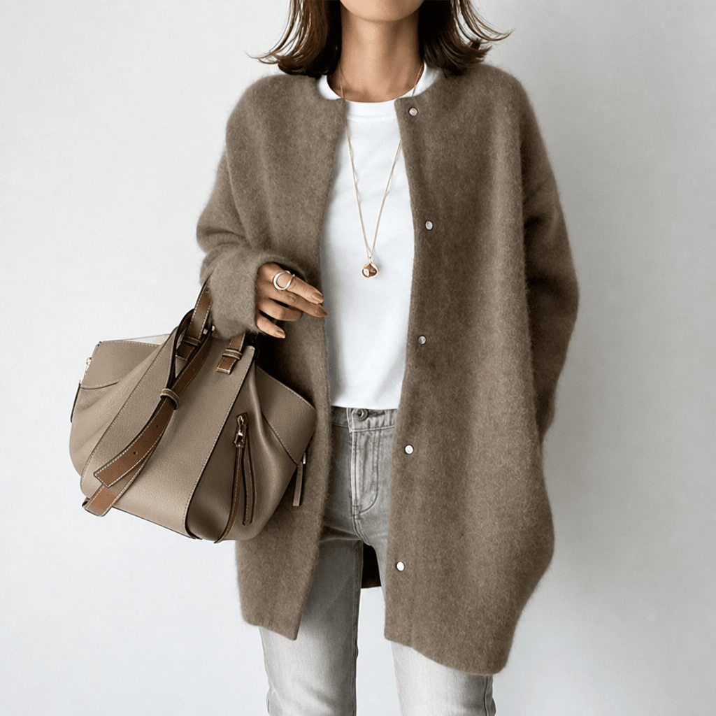 Dames strickjacke met knopen in klassiek ontwerp van zacht materiaal. 7