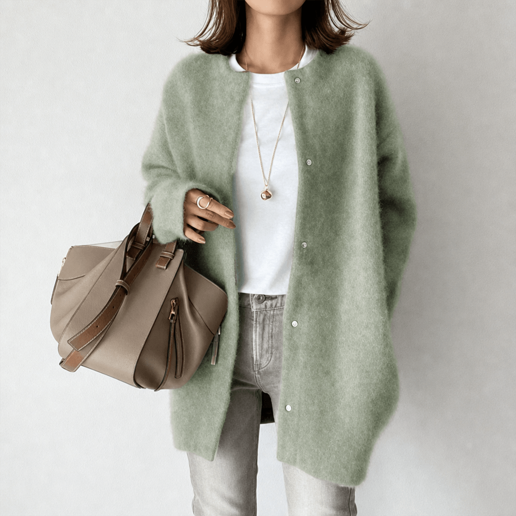 Dames strickjacke met knopen in klassiek ontwerp van zacht materiaal. 8