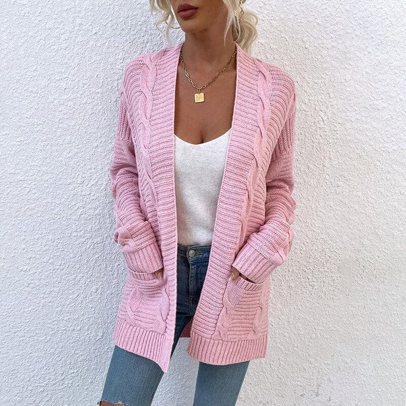 Elegante dames strickjacke met open voorkant en lange mouwen.