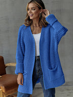 Dames strickjacke met praktische zakken in verschillende kleuren.