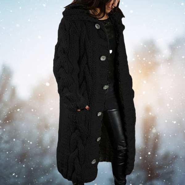 Elegante dames strickjacke met zacht materiaal en grof zopfpatroon. 4