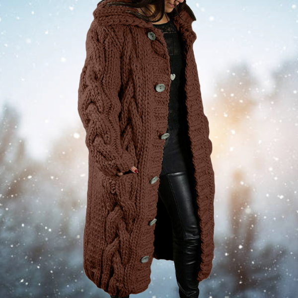 Elegante dames strickjacke met zacht materiaal en grof zopfpatroon. 7