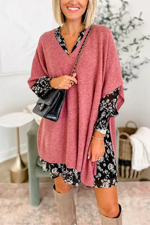 Dames strickponcho met V-hals in verschillende kleuren. 10