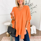 Dames strickponcho met V-hals in verschillende kleuren. 6