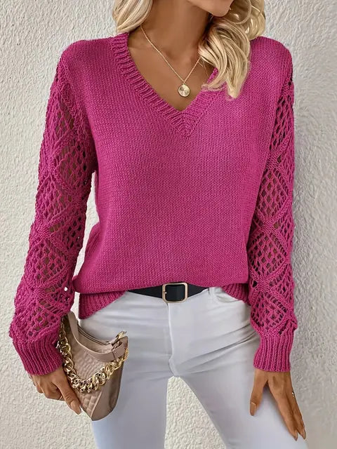 Elegante dames strickpullover met V-ausschnitt in verschillende kleuren. 15
