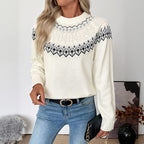 Comfortabele dames strickpullover van katoen in wit.