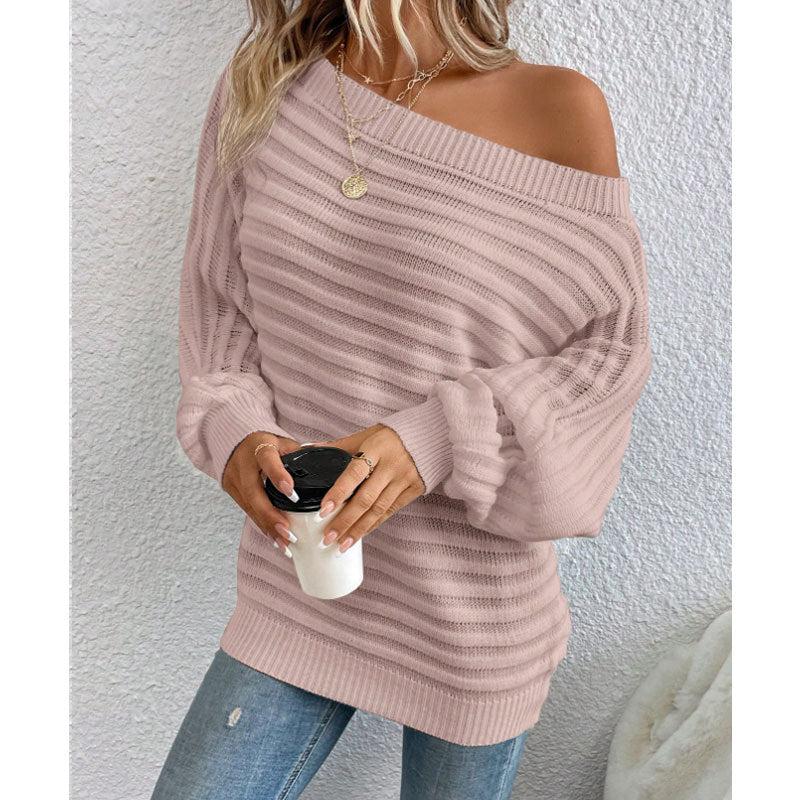 Dames strickpullover met asymmetrisch uitsnede in elegante stijl.