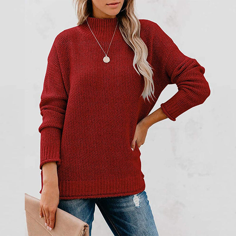Dames strickpullover met hoog kragen in elegante stijl.