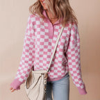 Elegante dames strickpullover met kragen en knopfdetail.