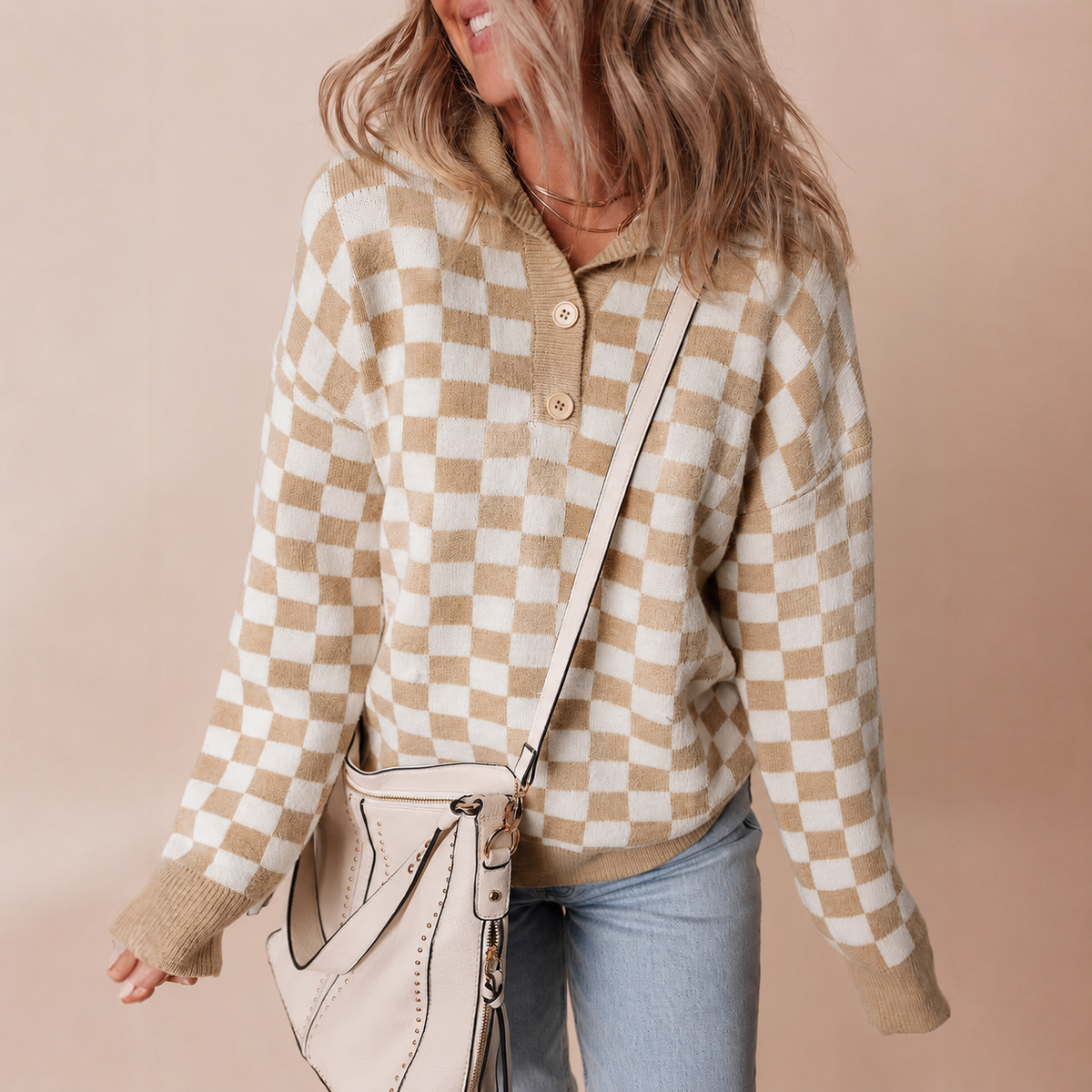 Elegante dames strickpullover met kragen en knopfdetail. 4