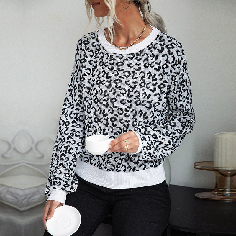 Elegante dames strickpullover met leopardenpatroon, perfect voor elke gelegenheid. 4