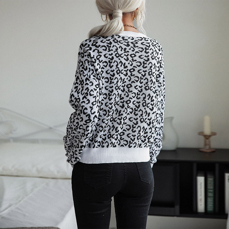 Elegante dames strickpullover met leopardenpatroon, perfect voor elke gelegenheid. 5