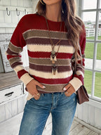 Comfortabele dames strickpullover met ronde hals in blauw en grijs. 8