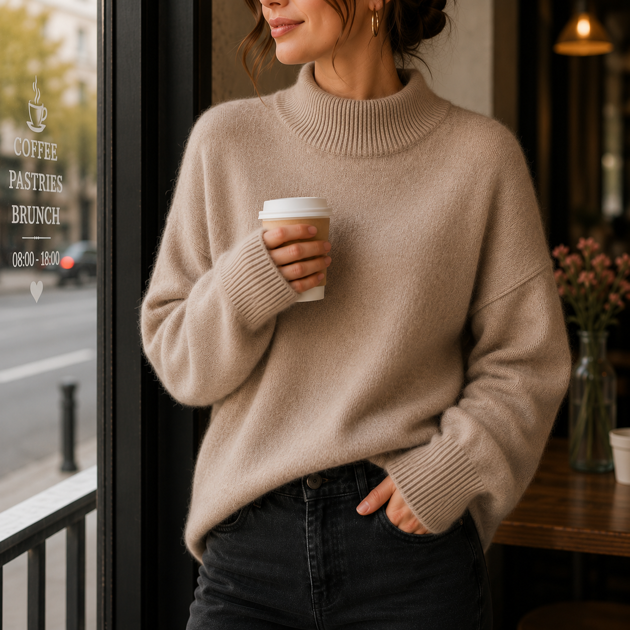 Luxe dames strickpullover met ronde hals in zachte kaschmirmix.