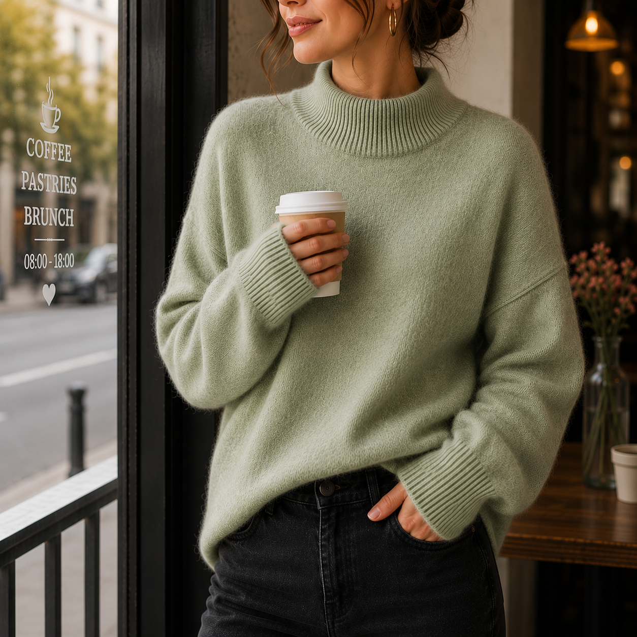 Luxe dames strickpullover met ronde hals in zachte kaschmirmix. 2