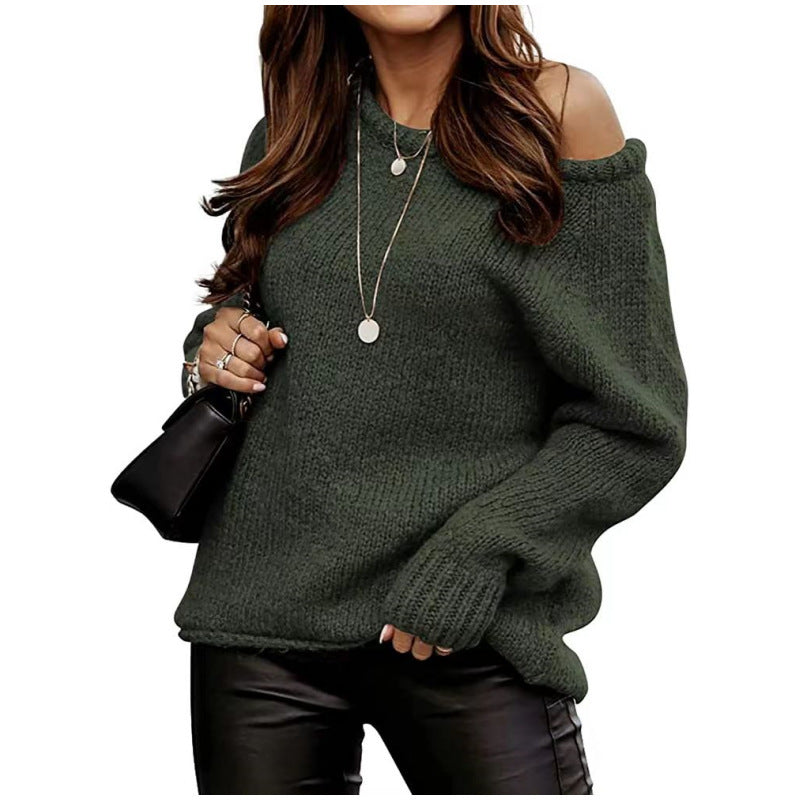 Dames strickpullover met schoudervrij ontwerp in verschillende kleuren. 3