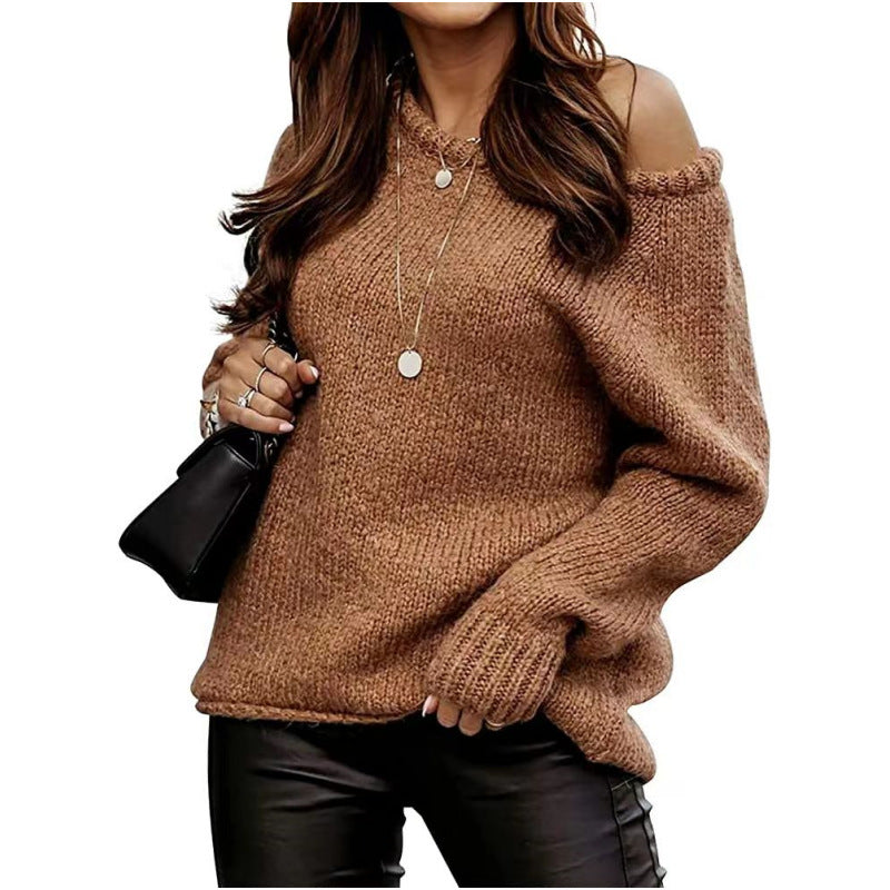 Dames strickpullover met schoudervrij ontwerp in verschillende kleuren. 5