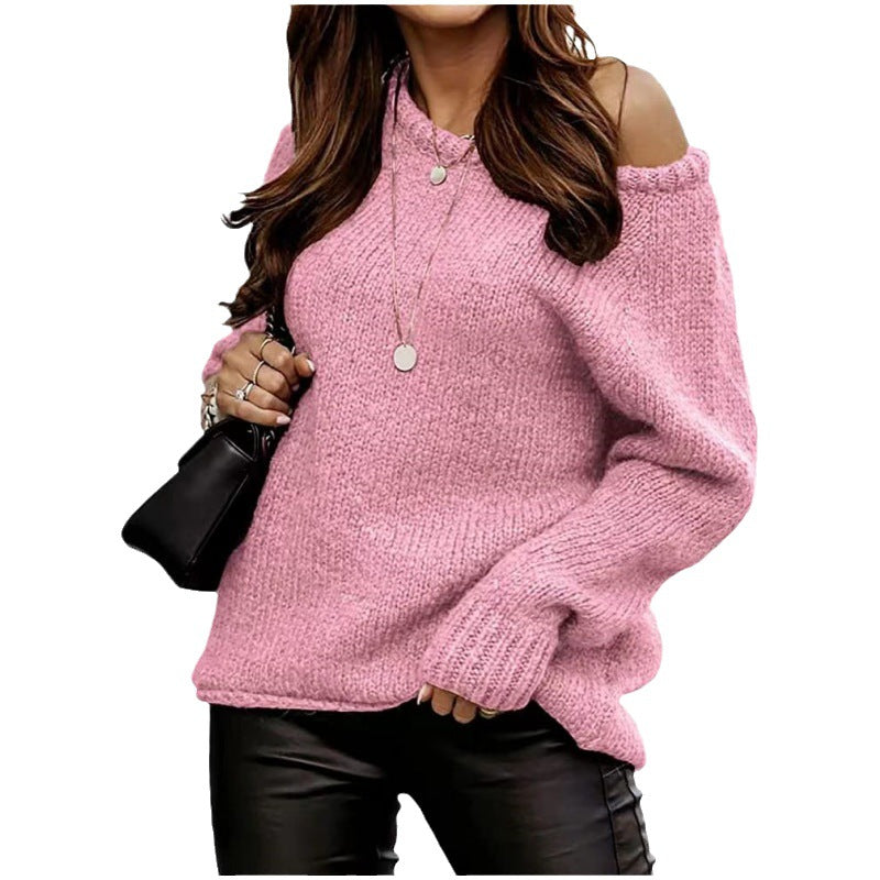 Dames strickpullover met schoudervrij ontwerp in verschillende kleuren. 6