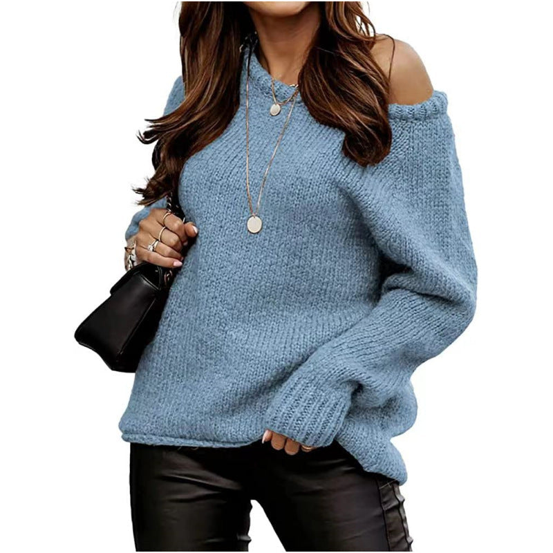 Dames strickpullover met schoudervrij ontwerp in verschillende kleuren. 9