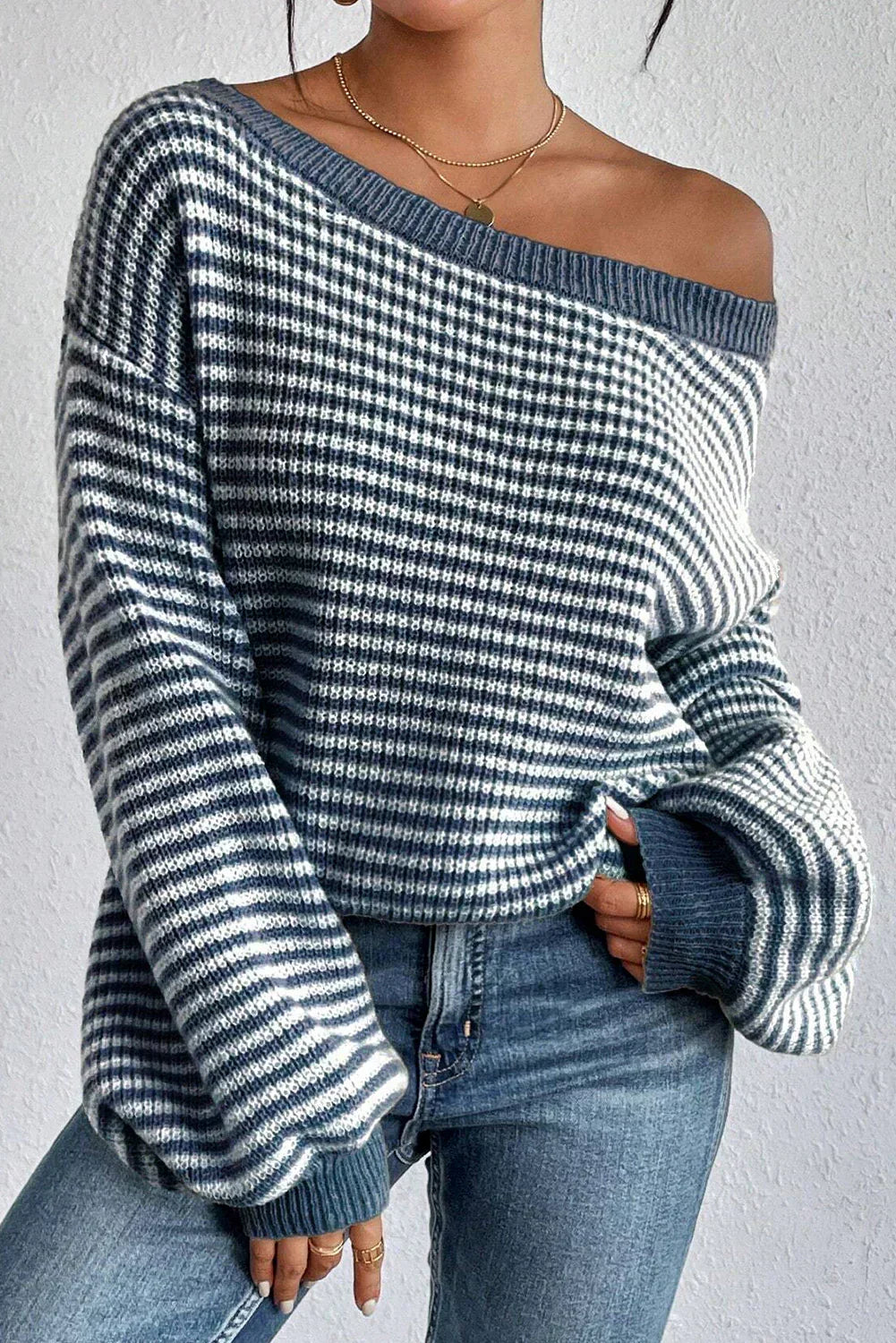 Dames strickpullover met schultervrij Ausschnitt in elegant design 2
