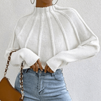 Dames Strickpullover met Stehkragen en Fledermausärmeln uit zachte Grobstrick Stijl