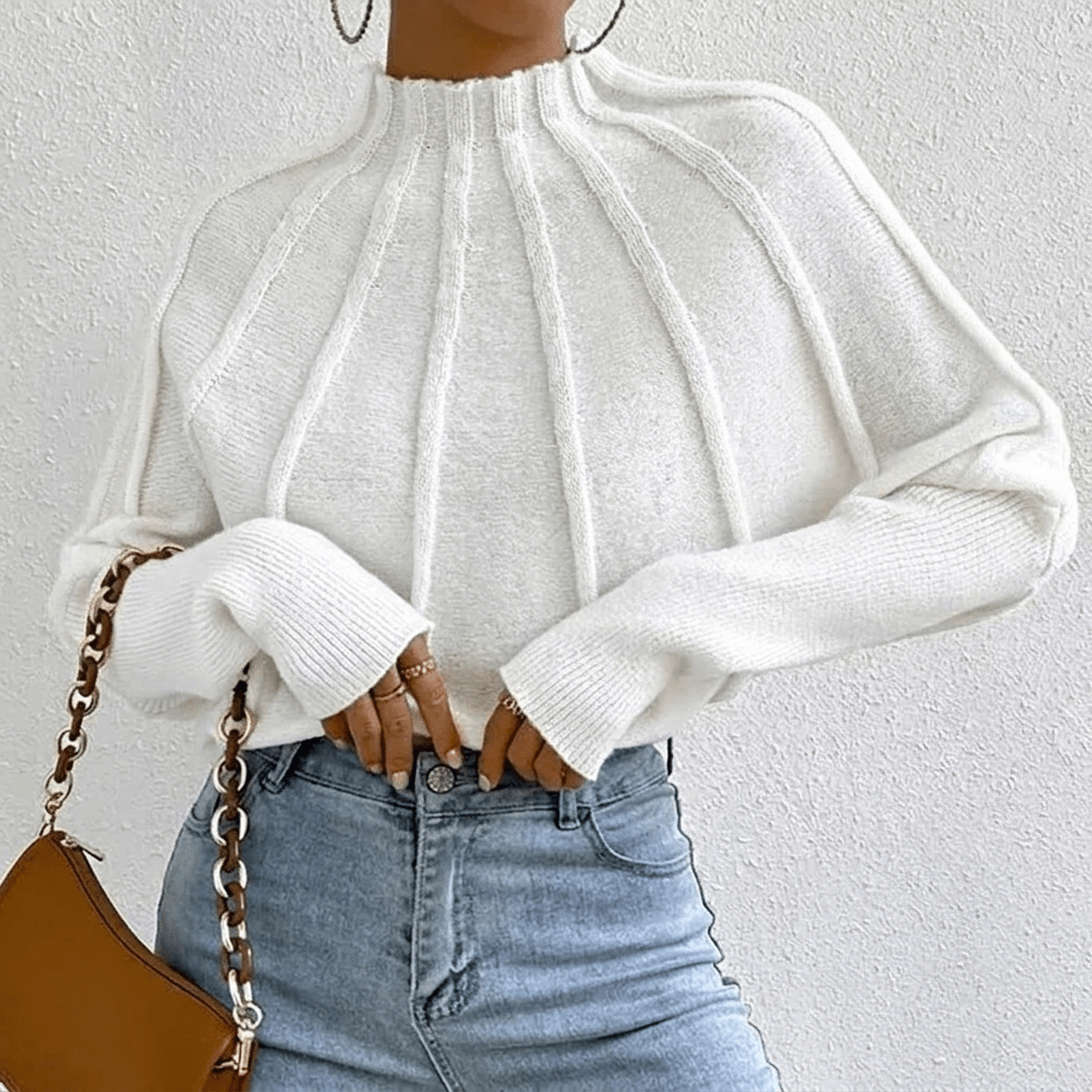 Dames Strickpullover met Stehkragen en Fledermausärmeln uit zachte Grobstrick Stijl