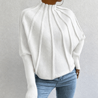Dames Strickpullover met Stehkragen en Fledermausärmeln uit zachte Grobstrick Stijl 2
